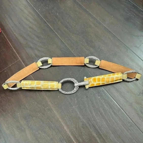 Vintage Brighton croc patent leather western latch belt Y2K boho 34 cowgirl - Picture 2 of 8